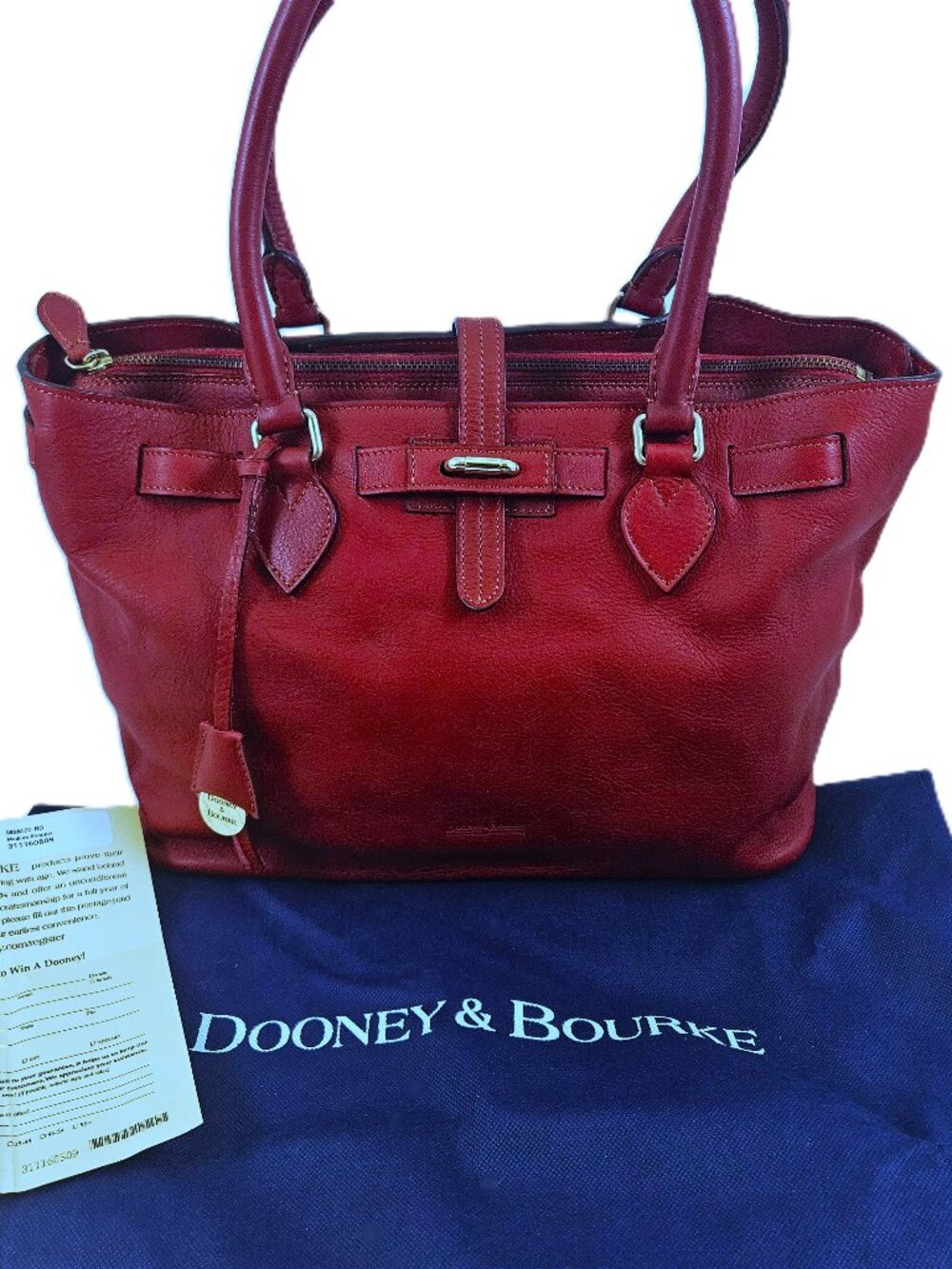 Dooney & Bourke Montecatini Medium Shopper Red Made in Italy Satchel Handbag bag